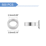 500Pcs 304 Stainless Steel Linking Rings, Round Ring, Stainless Steel Color, 3.5x1mm, Inner Diameter: 2.3mm