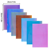 Clear Glitter PVC Vinyl Fabrics, Iridescent Magic Mirror Effect, Mixed Color, 30x20cm, 7 Colors, 1sheet/color, 7sheets/set
