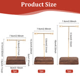 3 Sets 3 Sizes Iron Earring Display Stand Set, with Coconut Brown Wooden Base, T-Bar, Golden, Finish Product: 8x5x9.7~16cm, about 1 size/set