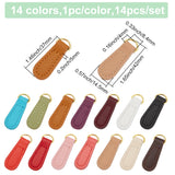 14Pcs 14 Colors Leather Zipper Pull Tabs, Zipper Replacemnt Accessories, for Suitcase, Bag, Costume, Mixed Color, 4.2cm, 1pc/color