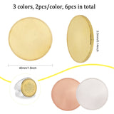 6Pcs 3 Colors Iron Blank Commemorative Coins, Lucky Coins, with Protection Case, Flat Round, for Laser Engraving Craft, Mixed Color, 40x3.5mm, 2pcs/color