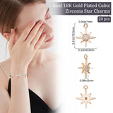 Brass Cubic Zirconia Charms, Star, Nickel Free, Real 18K Gold Plated, 10.5x8.5x2mm, Hole: 1mm, about 20pcs/box