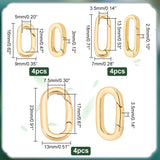 Real 18K Gold Plated 12Pcs 3 Styles Brass Spring Gate Rings, Oval, Platinum & Golden, 16~23x7~13x2.5~3.5mm(7~10 Gauge), Inner Diameter: 12~17x3.5~7.5mm, 4pcs/style