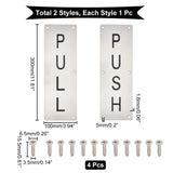 2 Sets 2 Style 201 Stainless Steel Door Signs, Pull/Push Sign, for Office, Cafe, Store, Rectangle, Mixed Patterns, 300x100x1.6mm, Hole: 5mm, 1 sets/style