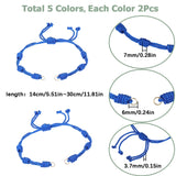 10Pcs 5 Colors Adjustable Braided Nylon Cord Link Bracelet Making, with 304 Stainless Steel Open Jump Rings, Mixed Color, Single Chain Length: about 6 inch(15cm), 2pcs/color