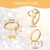 1Pc Adjustable Sterling Silver Finger Rings Components, 4 Prong Ring Settings, with S925 Stamp, Golden, Inner Diameter: 19.4mm, Tray: 7x10mm