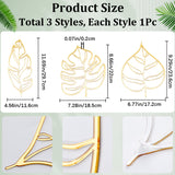 Leaf Acrylic Mirror Wall Stickers, with Self-adhesion, for Home Wall Cabinet Decorations, Gold, 220~297x116~185x2mm, 3pcs/set