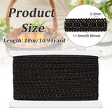 10M Polyester Ribbon, Clothes Accessories, Flat, Black, 3/8~1/2 inch(11~12mm), about 10.94 Yards(10m)/Card