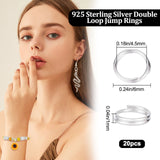 20Pcs 925 Sterling Silver Split Jump Rings, Double Loop Jump Rings, Ring, Silver, 6x2mm, Hole: 4.5mm