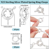 10Pcs Rack Plating Brass Spring Ring Clasps, with 20Pcs Jump Rings, 925 Sterling Silver Plated, 13x5mm, Hole: 2mm