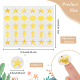 Round Dot Paper Sealing Stickers, Self-Adhesive Gift Decals for Packaging, Gold Color, Starfish, 150x164x0.2mm, Sticker: 25mm, 30pcs/sheet