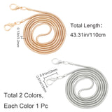 2Pcs 2 Colors Alloy Snake Chain Bag Strap, with Clasps, for Bag Replacement Accessories, Platinum & Light Gold, 110x0.32cm, 1pc/color