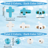 200Pcs 4 Styles DIY Beads Kits, Including Synthetic Turquoise & Magnesite Beads, Cross & Round, Mixed Dyed and Undyed, 8~16x8~12x3.5~8mm, hole: 1mm, 50pcs/style