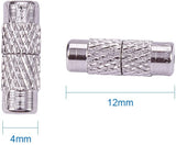 Column Brass Screw Clasps, Platinum, 12x4mm, Hole: 1mm, 50set