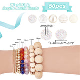 1 Set Mixed Style Acrylic Round Beads Sets, Beige, 19~20mm, Hole: 2mm, about 50pcs/bag