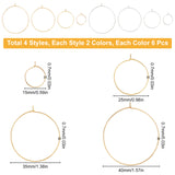 48Pcs 8 Style 316 Surgical Stainless Steel Hoop Earring Findings, Wine Glass Charms Findings, Golden & Stainless Steel Color, 15~40x0.7mm, 21 Gauge, 6pcs/style