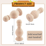 Unpainted Wooden Finials and Spindles for Crafts, Blanched Almond, 120x47mm, Hole: 3mm