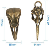 Tibetan Style Alloy Pendants, Bird Skull, Mixed Color, 41.5x14x11mm, Hole: 4mm