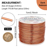 Round Aluminum Wire, Dark Salmon, 20 Gauge, 0.8mm, about 770.99 Feet(235m)/roll
