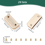 Zinc Alloy Strap End Caps, with Screws, Rectangle, Belt Tip, Zipper Tip, for DIY Sewing Craft, Light Gold, 32x14x5mm, Hole: 2mm, Inner Diameter: 29x2.5mm