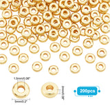 200Pcs Brass Spacer Beads, Nickel Free, Flat Round, Real 18K Gold Plated, 5x2mm, Hole: 1.5mm