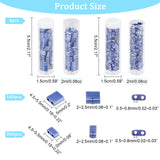 520Pcs 2 Style 2-Hole Glass Seed Beads, Opaque Colours Lustered, Rectangle, Marine Blue, 4.5~5.5x2~5.5x2~2.5mm