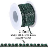 1 Roll Electrophoresis Iron Rhinestone Strass Chains, Rhinestone Cup Chains, with Spool, Emerald, SS8.5, 2.4~2.5mm, about 10 Yards/roll