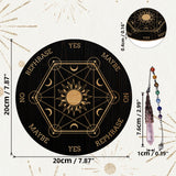 1Pc Natural Rose Quartz Dowsing Pendulum Pendant, with 1Pc Wood Custom Pendulum Board, for Witchcraft Wiccan Altar Supplies, Sun Pattern, Pendant: 29~29.7cm, Board: 20x0.4cm