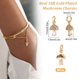 Brass Micro Pave Cubic Zirconia Charms, Mushroom, Real 18K Gold Plated, 11x7.5x4mm, Hole: 3mm, 8pcs/box