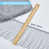 10M Polyester Tassel Ribbon, Fringe Trimming Lace Ribbon, Clothes Accessories, Light Grey, 140x1mm, about 10.94 Yards(10m)/Card