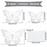 8 Sets 8 Styles Paper Wall Stickers, with Glue Stickers, for Home Living Room Bedroom Decoration, 3D Butterfly, Mixed Color, 65~98x81~122mm, 12pcs/set