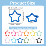 24Pcs 12 Colors Spray-painted Iron Keychain Clasps, Star Shape, Mixed Color, 35x35x3mm, Inner Diameter: 28~29mm, 2pcs/color