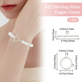 2 Sets Sterling Silver Toggle Clasps, with 925 Stamp, Ring, Silver, Ring: 16x12x1.5mm, Hole: 1.5mm, Bar: 20x5x2mm, Hole: 1.5mm