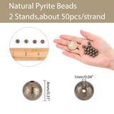 Natural Pyrite Beads Strands, Round, 8mm, Hole: 1mm, about 50pcs/strand, 15.74 inch, 2strands/box