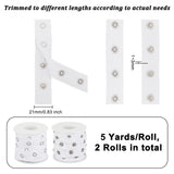 5 Yards Alloy Snap Button Tape Trim Polyester Ribbons, with 2Pcs Plastic Empty Spools, White, 7/8 inch(21mm)