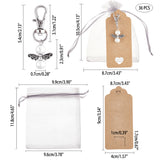 DIY Keychain Makings, Iron Keychains with Glass Pearl Beads & Tibetan Style Alloy Beads & Swivel Lobster Claw Clasps, with Organza Gift Bags and Jewelry Display Paper Price Tags, Platinum, about 36sets/bag, 108pcs/bag