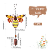 Glass Wind Chimes, Pendant Decorations, with Iron Findings, Bees Pattern, 340mm