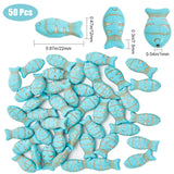 50Pcs Synthetic Turquoise Dyed Beads, Fish, Turquoise, 22x12x7.5mm, Hole: 1mm