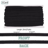25M Polyester Ribbon, Centipede Lace Ribbon, for Clothes Accessories, Black, 1/2 inch(12mm), about 27.34 Yards(25m)/Card