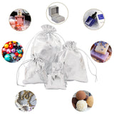 Organza Bags, Rectangle, Silver, 7~12x5~9cm, 60pcs/set