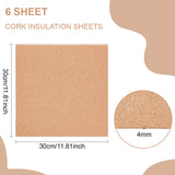 Cork Sheets, for Kitchen Hot Mats, Cup Mats, Bulletin, Square, 300x300x4mm