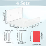 Acrylic Wall Adhesive Storage Holders, Home Decoration, U-Shape, Clear, 102x100x54mm