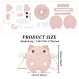 DIY Imitation Leather Pig Shaped Crossbody Bag Kits, with Iron Finding, Needle, Thread, Cotton, Pink, 1.5~137x0.13~17.8x0.07~1.1cm