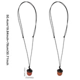 2Pcs 2 Colors Acorn Wood Locket Pendant Necklace with Wax Cords, Openable Storage Box Necklace for Women, Coconut Brown, 19.84~30.71 inch(50.4~78cm), 1Pc/color