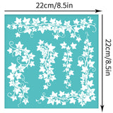 Self-Adhesive Silk Screen Printing Stencil, for Painting on Wood, DIY Decoration T-Shirt Fabric, Turquoise, Game Theme, Leaf, 220x220mm