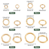 300Pcs 6 Sizes Brass Jump Rings, Open Jump Rings, Round Ring, Real 14K Gold Plated, 3~8x0.5~1mm, 18~24 Gauge, Inner Diameter: 2~6mm, 50pcs/size