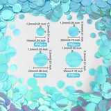 1300Pcs 4 Style Ornament Accessories, PVC Plastic Paillette/Sequins Pendants, Flat Round, Cyan, 15~30x0.3mm, Hole: 1.2mm