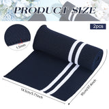 2Pcs Stripe Pattern Polyester & Spandex Ribbing Fabric for Cuffs, Waistbands Neckline Collar Trim, Baseball Sport Clothes Hem, Prussian Blue, 950x145x1.5mm