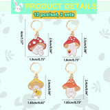 Autumn Theme Alloy Enamel Mushroom Elf Charm Locking Stitch Markers, Golden Tone 304 Stainless Steel Lobster Claw Clasp Locking Stitch Marker, Mixed Color, 4cm, 12pcs/set