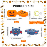 12Pcs 6 Colors Baking Painted Zinc Alloy Knitting Stitch Marker Rings, Crochet Clips, with 4Pcs 2 Style Halloween Theme Bat & Pumpkin Jack-O'-Lantern Shape Silicone Beads, Mixed Color, 1.45~2.5x1.45~3.45x0.1~0.8cm